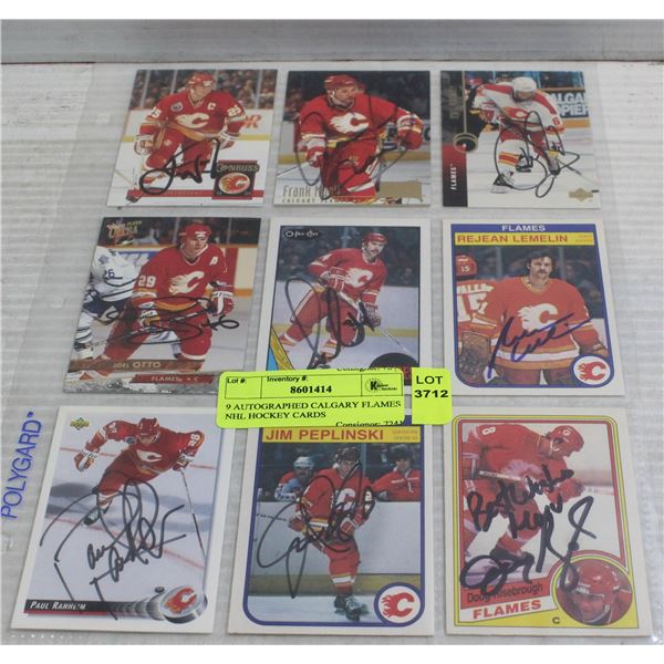9 AUTOGRAPHED CALGARY FLAMES NHL HOCKEY CARDS