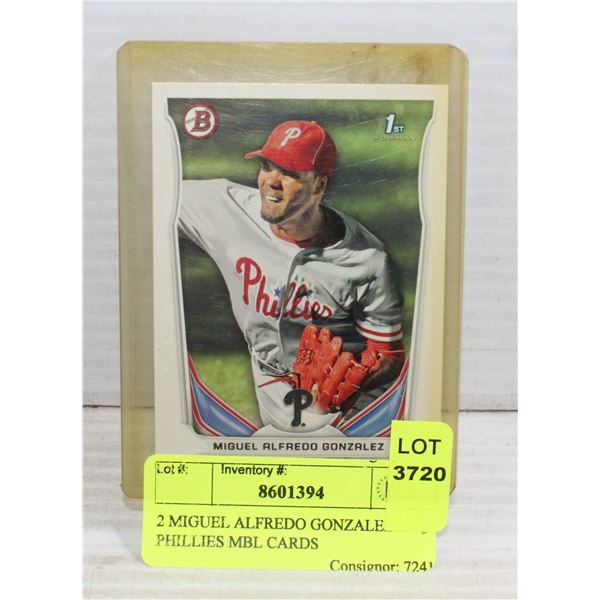 2 MIGUEL ALFREDO GONZALEZ PHILLIES MBL CARDS