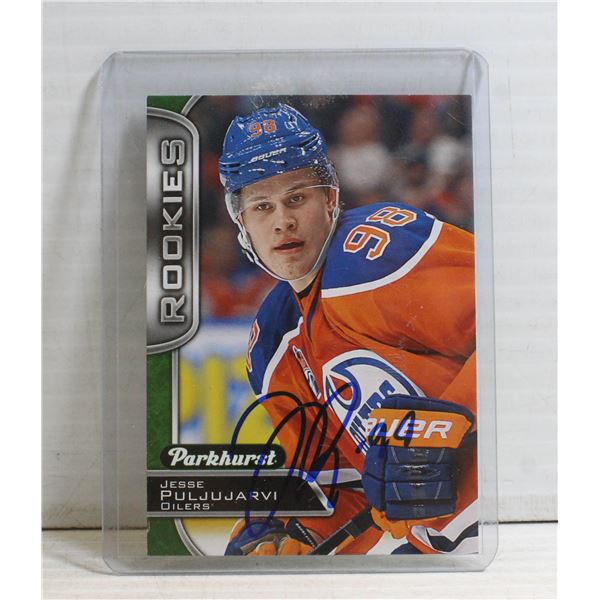 JESSE PULJUJARVI SIGNED EDMONOTN OILERS RC CARD