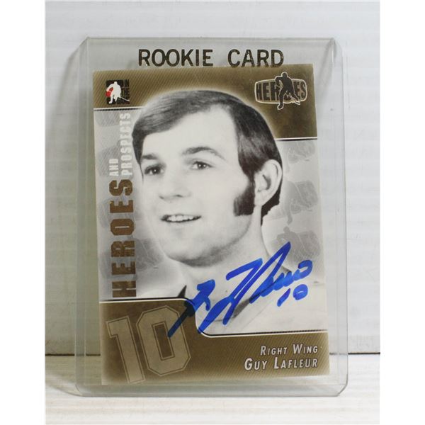 GUY LAFLEUR SIGNED QUEBEC QMJHL CARD HALL OF FAME