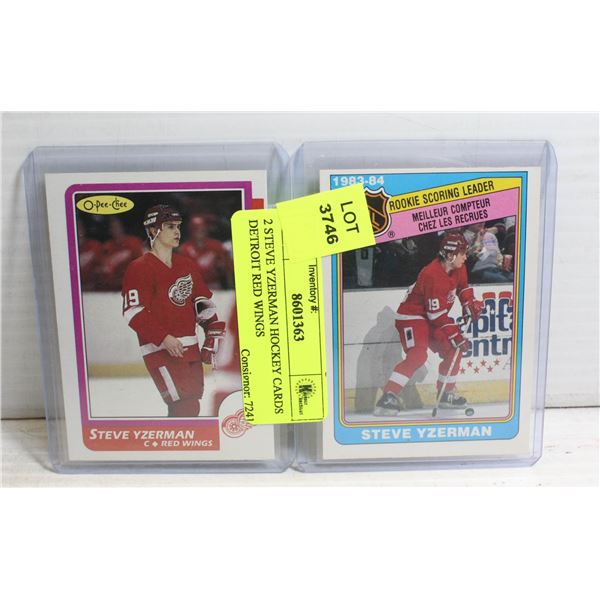 2 STEVE YZERMAN HOCKEY CARDS DETROIT RED WINGS