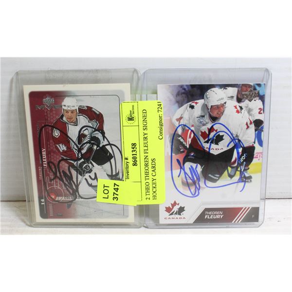 2 THEO THEOREN FLEURY SIGNED HOCKEY CARDS