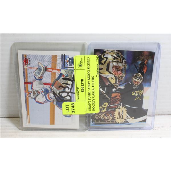GRANT FUHR / ANDY MOOG SIGNED HOCKEY CARDS OILERS
