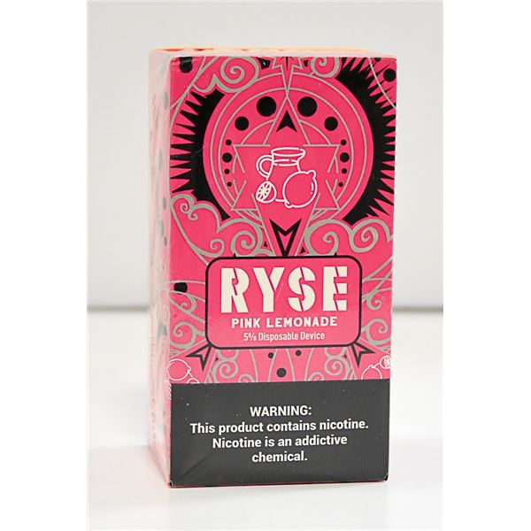 BOX W/ 10 RYSE PINK LEMONADE 5% DISPOSABLE E-CIGS