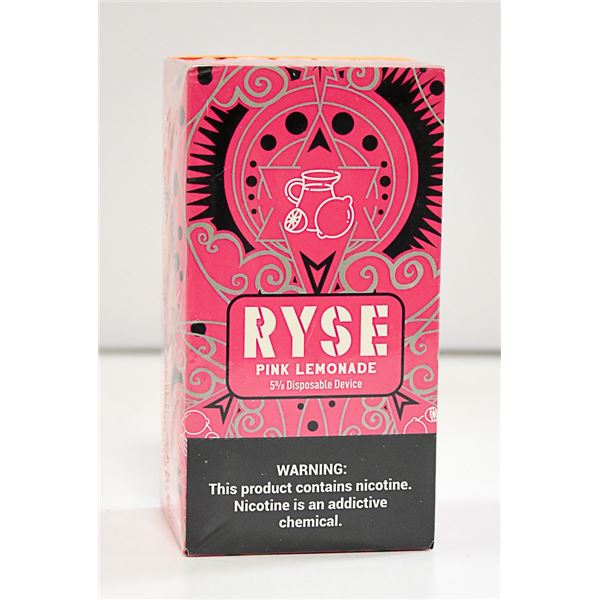 BOX W/ 10 RYSE PINK LEMONADE 5% DISPOSABLE E-CIGS