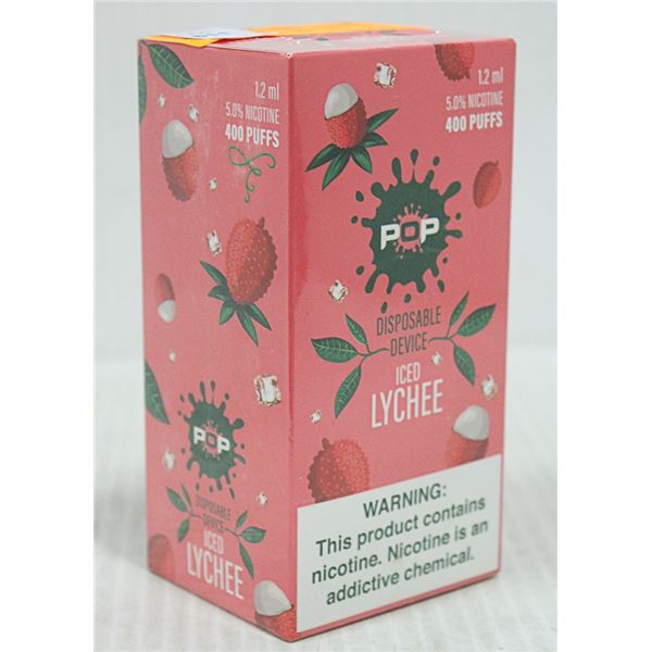 BOX W/10 POP ICED LYCHEE 5% DISPOSABLE E-CIGS