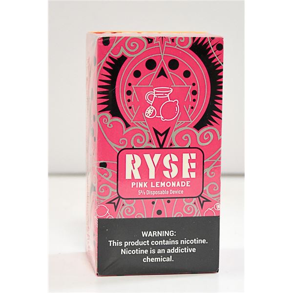 BOX W/ 10 RYSE PINK LEMONADE 5% DISPOSABLE E-CIGS