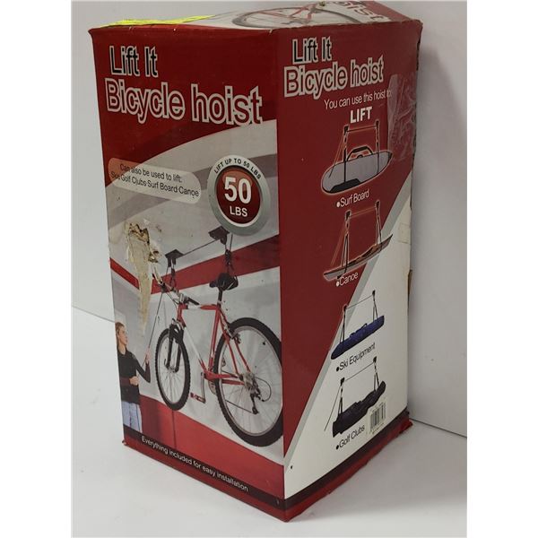NEW ""LIFT IT"" BICYCLE HOIST FOR GARAGE, HOLDS
