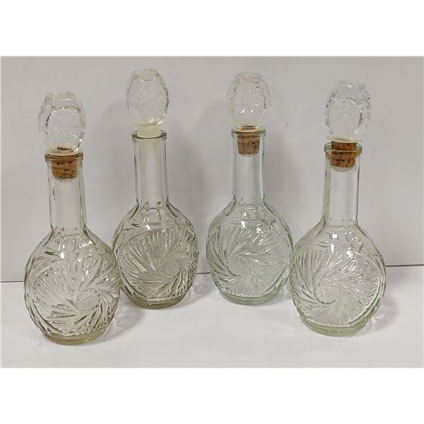 LOT OF 4 LIQUOR DECANTERS, 9-1/2"" TALL