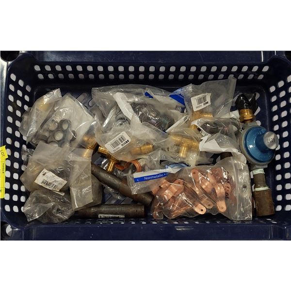 FLAT OF ASSORTED BRASS FITTINGS & MORE
