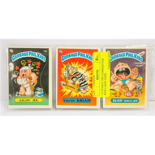 3 X SCARCE 1985 GARBAGE PAIL KIDS CARDS TOPPS