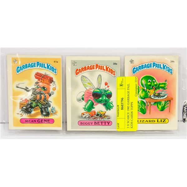 3 X SCARCE 1985 GARBAGE PAIL KIDS CARDS TOPPS