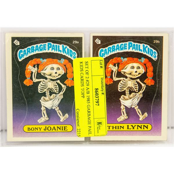 SET OF 2 #29 A/B 1985 GARBAGE PAIL KIDS CARDS TOPP
