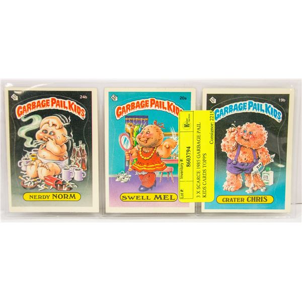 3 X SCARCE 1985 GARBAGE PAIL KIDS CARDS TOPPS