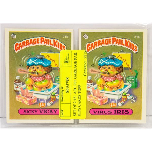 SET OF 2 #21 A/B 1985 GARBAGE PAIL KIDS CARDS TOPP