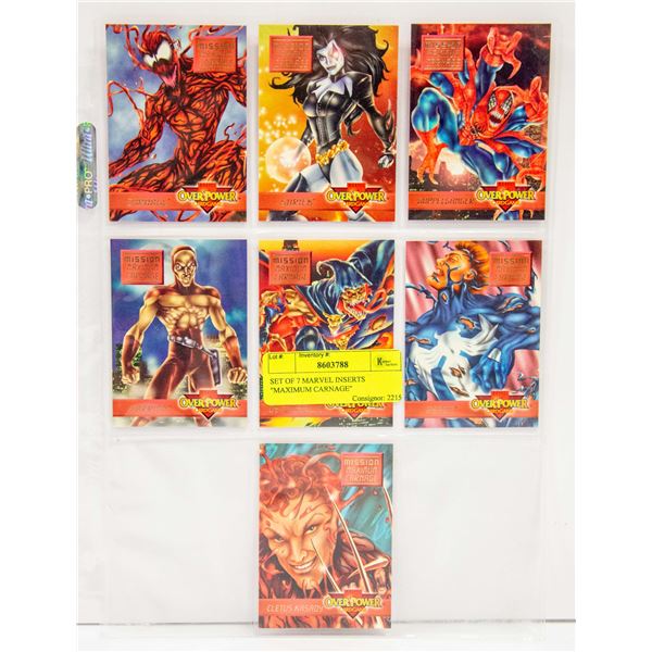 SET OF 7 MARVEL INSERTS "MAXIMUM CARNAGE"
