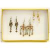 Image 1 : 3 VINTAGE SETS OF EARRINGS GEM STONES