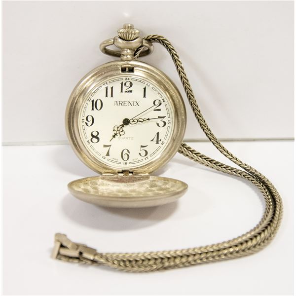 NOS ARENIX POCKET WATCH ON CHAIN IN BOX