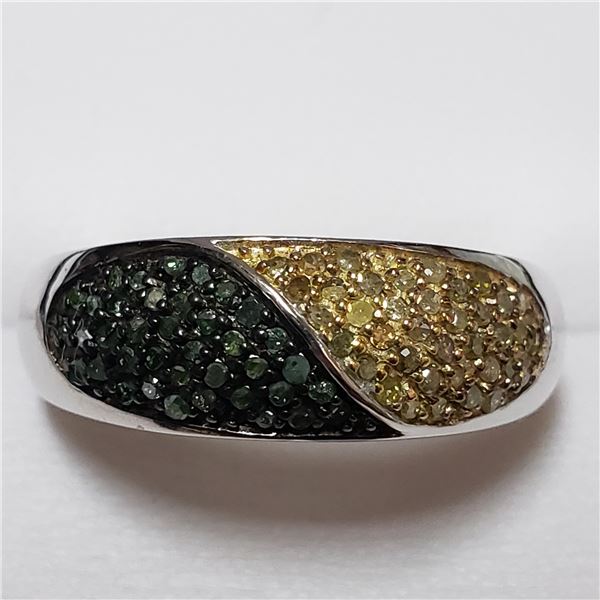 164) SILVER DIAMOND (0.3CT) RING, SIZE 9