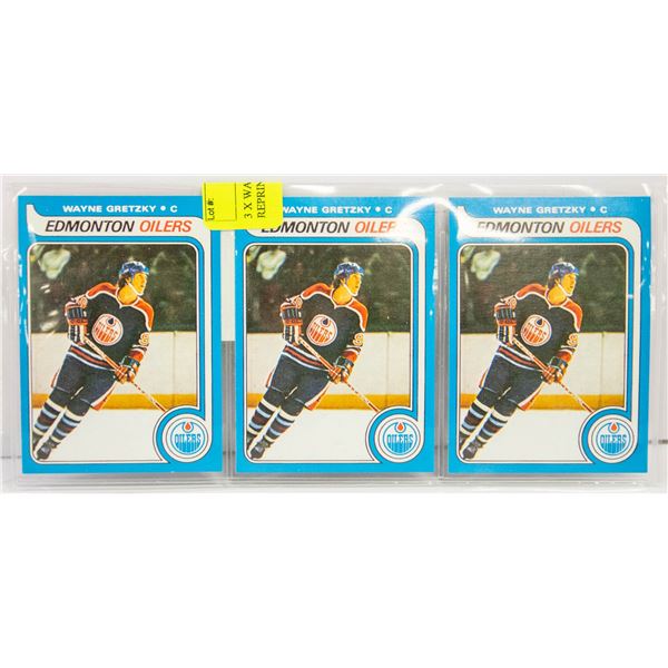 3 X WAYNE GRETZKY ROOKIE CARD REPRINTS