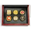 LOT OF 6 CHAMPIONSHIP ASSORTED REPLICA RINGS