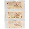 Image 2 : 3 X UNCURCULATED 1986 CANADIAN 2 DOLLAR NOTES