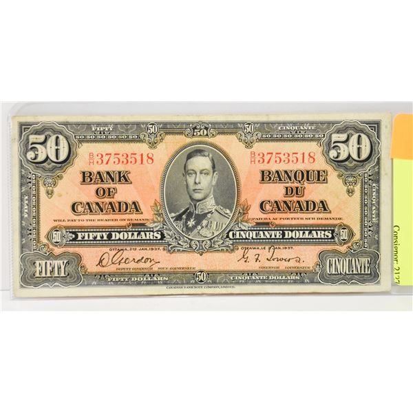 1937 CANADIAN $50 BILL