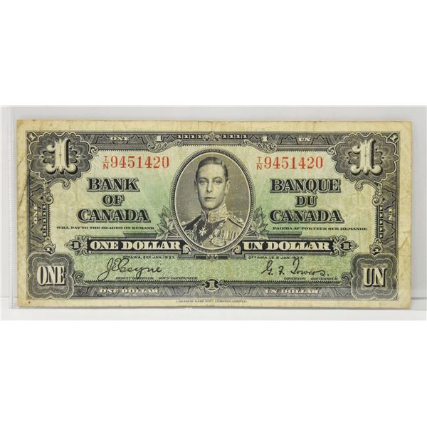 1937 CANADIAN $1 BILL