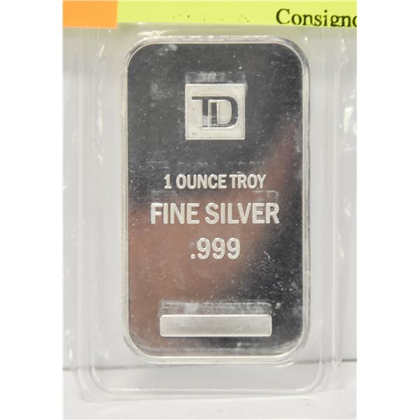 TROY 1 OZ .999 SILVER BAR