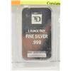 Image 1 : TROY 1 OZ .999 SILVER BAR
