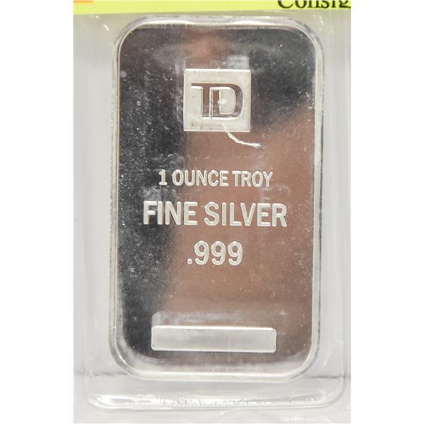 TROY 1 OZ .999 SILVER BAR