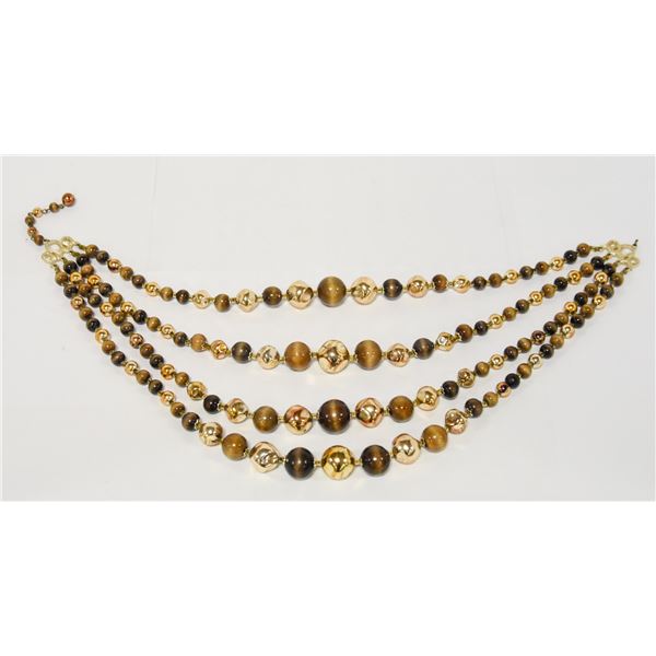 16" VINTAGE ESTATE GOLD/ BROWN TONE 4 STRAND