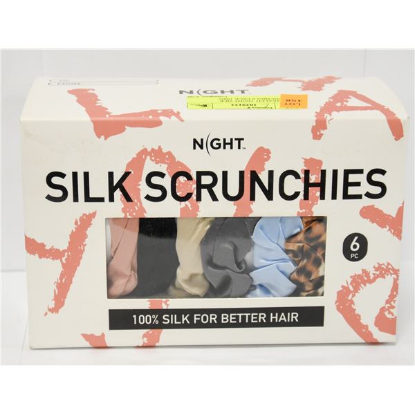 NEW SEALED  NIGHT SILK SCRUNCHIES 6 PACK 100%