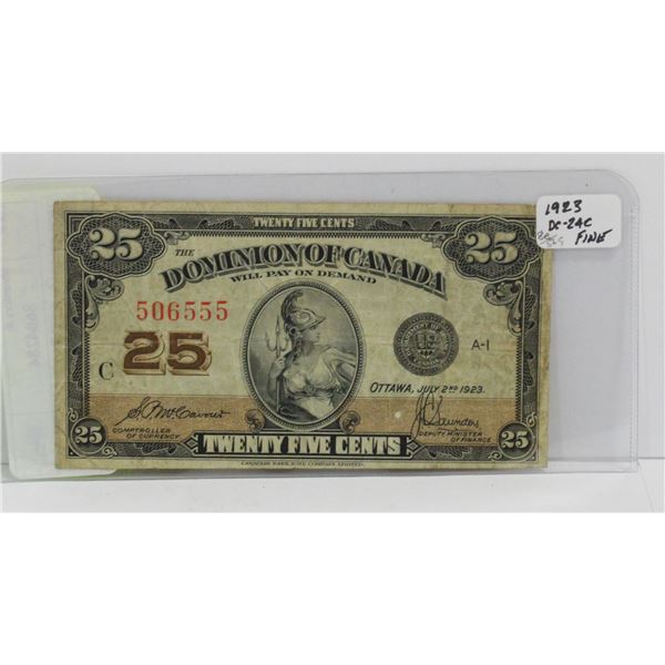 1923 25 CENT SHINPLASTER NOTE