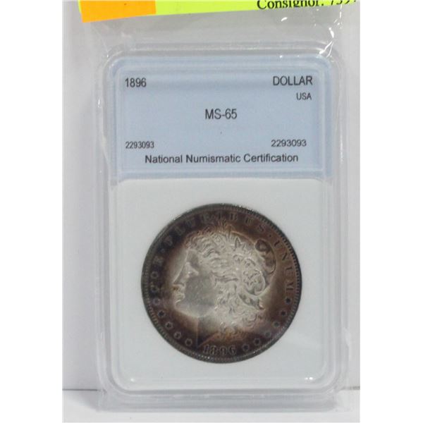 1896 GRADED MS-65 MORGAN SILVER DOLLAR