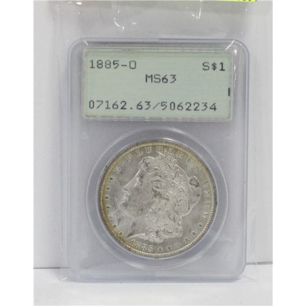 1885-O GRADED MS-63 MORGAN SILVER DOLLAR