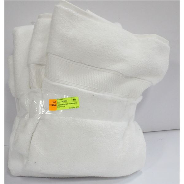 2 PACK – LOFT RESORT TOWELS 35 IN X 70 IN EA 100%
