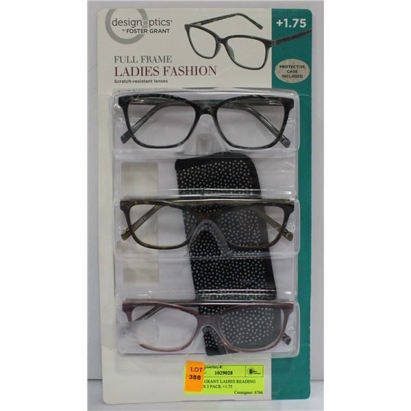 FOSTER GRANT LADIES READING GLASSES 3 PACK +1.75