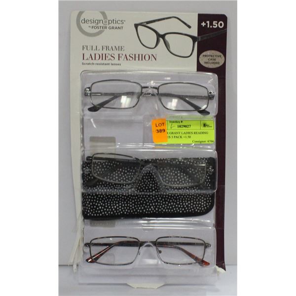 FOSTER GRANT LADIES READING GLASSES 3 PACK +1.50