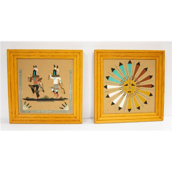 PAIR OF INDIGENOUS SAND ART PICTURES SIGNED