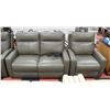 Image 2 : GREY GENUINE LEATHER ELECTRIC RECLINING SOFA