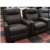 Image 1 : TWO NEW BROWN GENUINE LEATHER ELECTRIC RECLINING