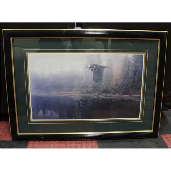 FRAMED EAGLE "T. ISAAC" APPROX 31.5" X 42.5"