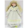 Image 1 : VINTAGE PORCELIAN DOLL ON STAND APPROX 15" TALL