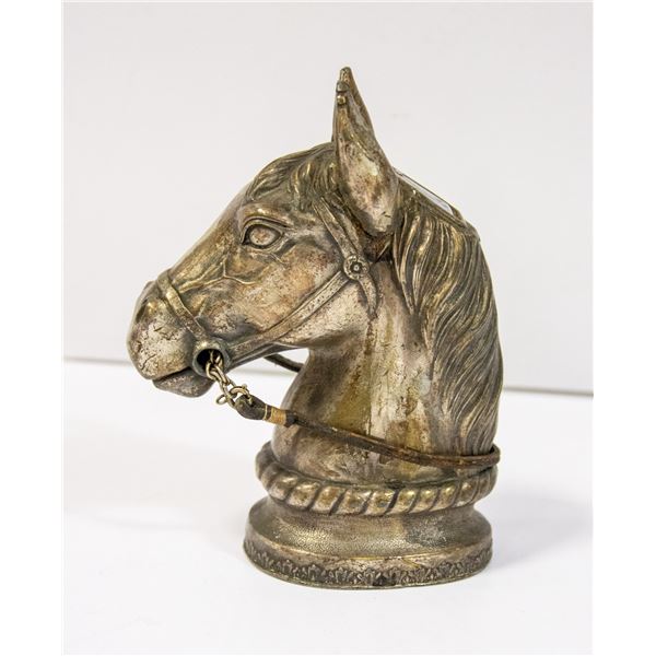 ANTIQUE METAL HORSE HEAD TABLE LIGHTER