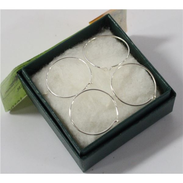 STAMPED .925 STERLING SILVER TWO PAIR HOOP EARRING