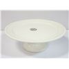Image 1 : HANDCRAFTED 12" COTTAGE WHITE CAKE PLATE, MADE IN