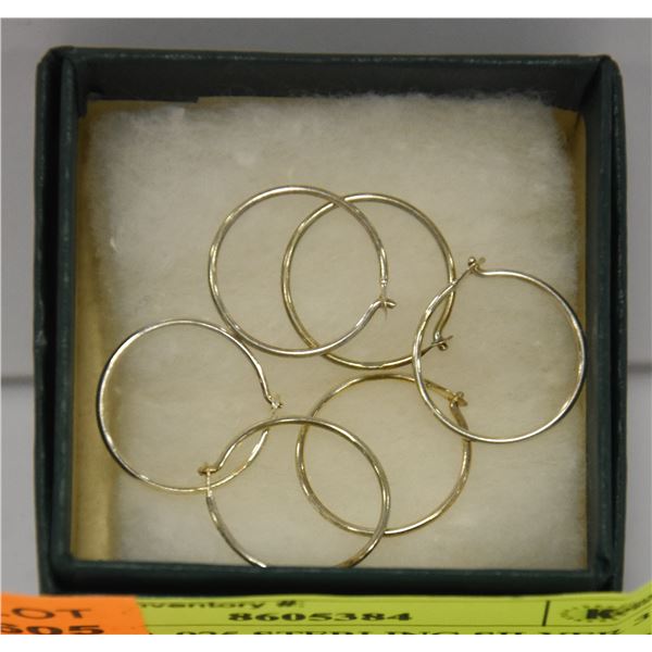 STAMPED .925 STERLING SILVER 3 PAIR HOOP EARRINGS