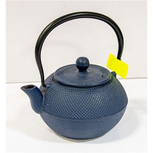 DARK BLUE CAST IRON TEA POT