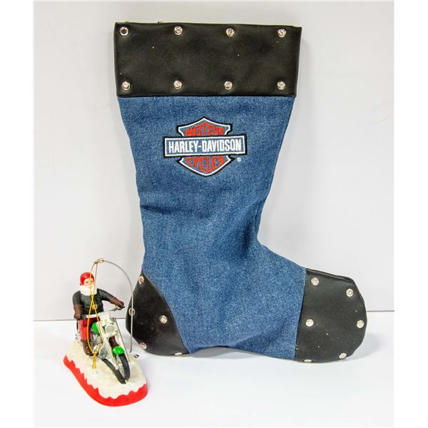 HARLEY DAVIDSON STOCKING & SINGING BIKER ORNAMENT